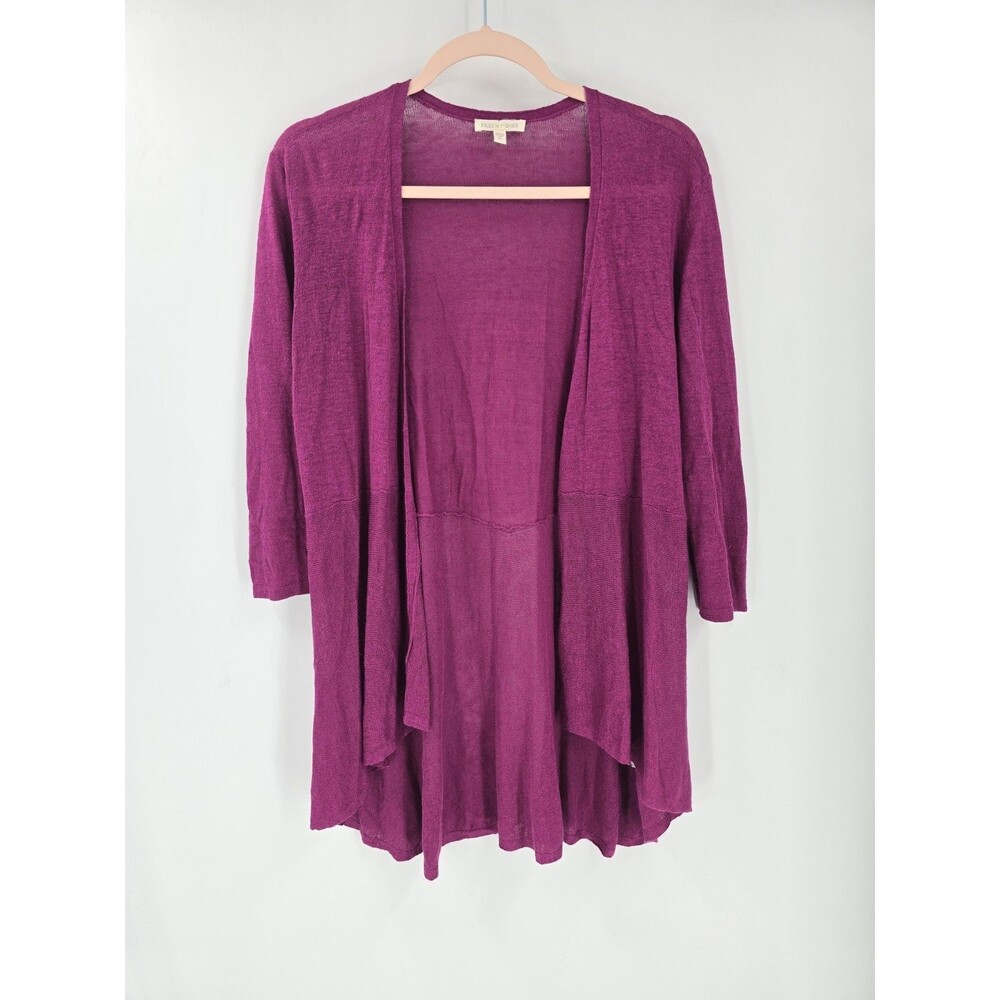 Eileen Fisher M Linen & Silk Cardigan Sweater Open Front Layering Lagenlook